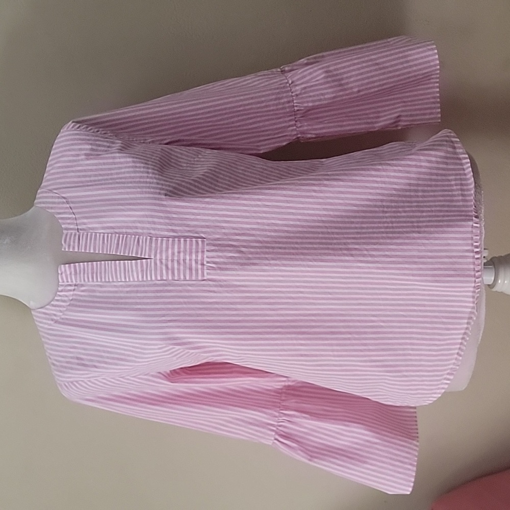J CREW Blouse Pink Striped Round Neck